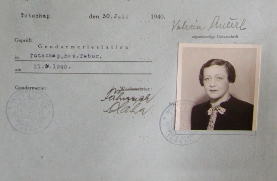 Valy Ančerlová. Dokument z policejního registru Židů z roku 1940