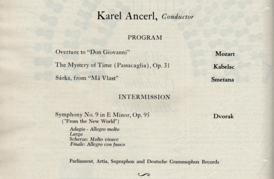 Program koncertu v Carnegie Hall ze 17. listopadu 1965