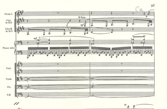 Partitura Klavírního koncertu pro levou ruku Maurice Ravela