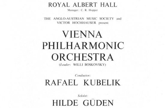 Plakát z vystoupení s Vienna Philharmonic Orchestra v londýnské Royal Albert Hall