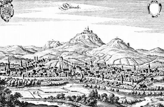 Dobový pohled na Eisenach, kde se Bach na první jarní den roku 1685 narodil