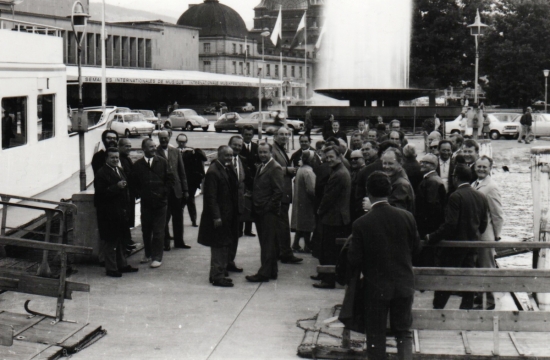 Orchestra members before embarking on the steamer Pilatus